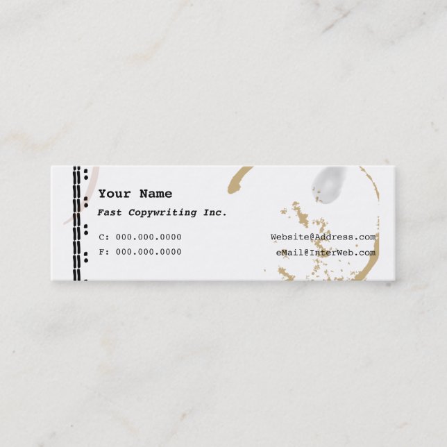 Affärskort för Smala av kaffetypwriter- Mini Visitkort (Framsida)