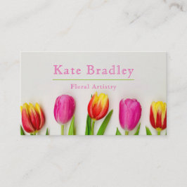 Affärskort för stora Rosa- och Grönt-tulpanblommor Visitkort
