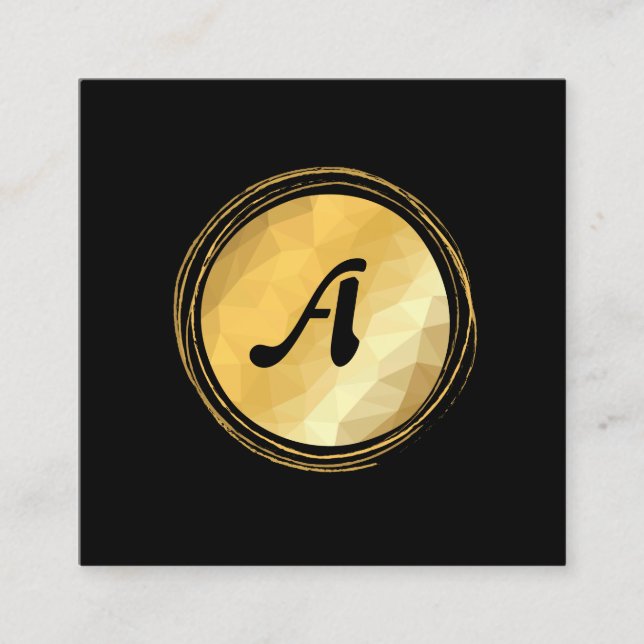 Affärskort för svart elegant med gyllene effekter. fyrkantigt visitkort (Framsida)