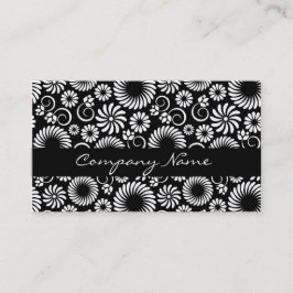 Affärskort för svartvit blommigt visitkort