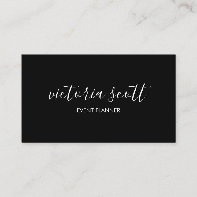 Affärskort för svartvita skript visitkort (Framsida)