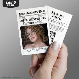 Affärskort för tidningar, Hair Stylist Specialist