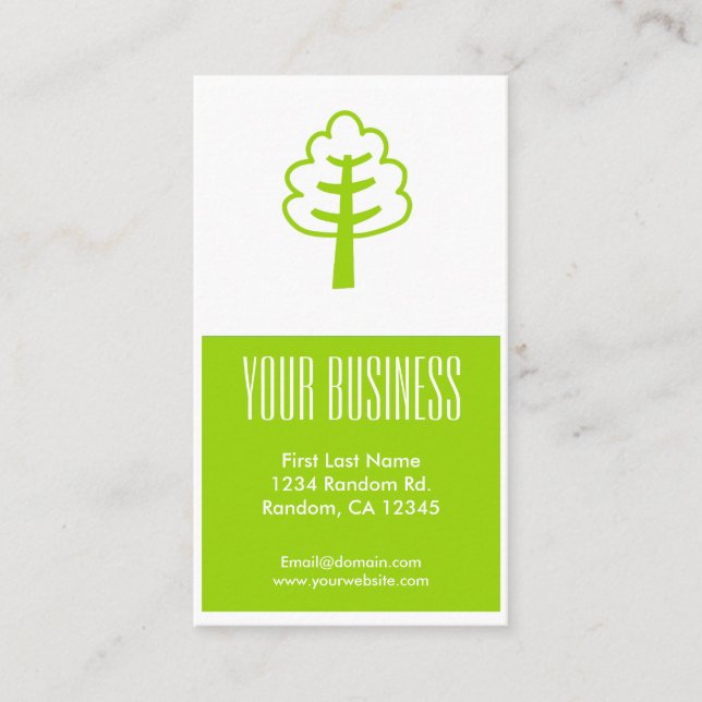 Affärskort för träd-anpassade med enkel grönt visitkort (Framsida)