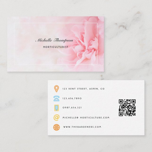 Affärskort för trädgårdsodling QR-kod Visitkort (Fram/baksida)