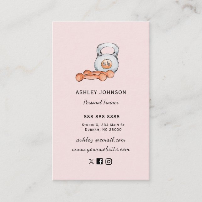 Affärskort för  träningsapparater för personlig tr visitkort (Framsida)