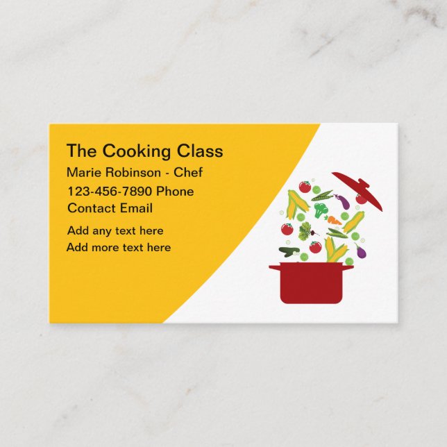 Affärskort för trendig Cooking Class Chef. Visitkort (Framsida)