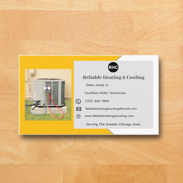 Affärskort för uppvärmning av värmeisolering HVAC- Visitkort (Yellow AC Business Card )