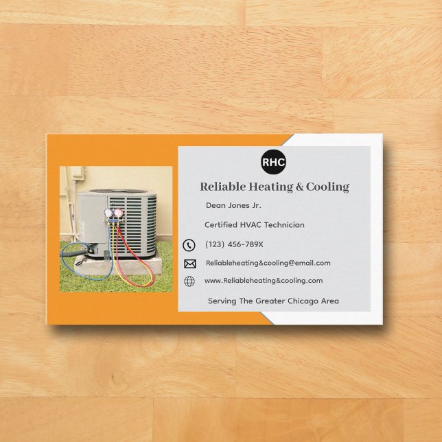 Affärskort för uppvärmning av värmeisolering HVAC- Visitkort (Orange AC Business Card )