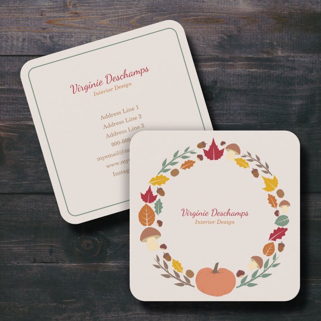 Affärskort för utandning fyrkantigt visitkort (Fall Wreath Business Card)