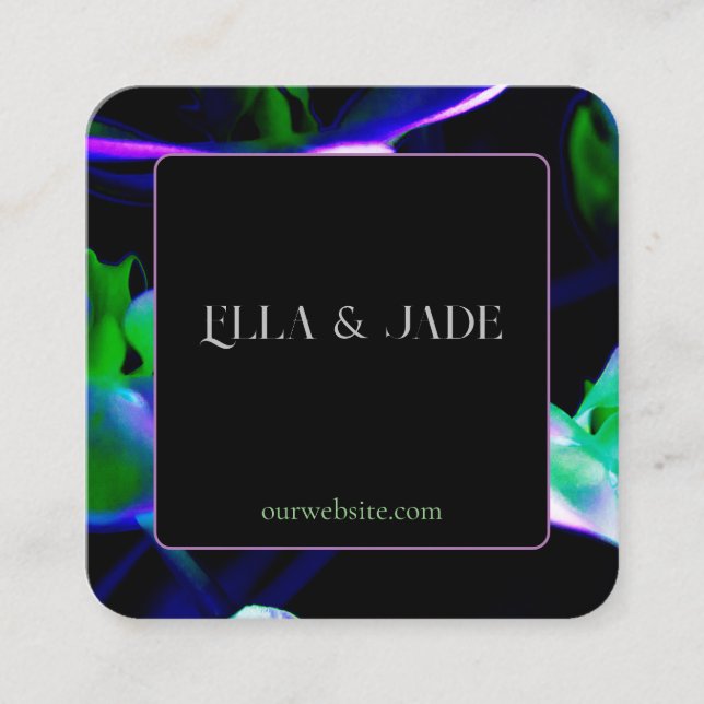 Affärskort för utskrift av Bright Blommigt Fyrkantigt Visitkort (Framsida)