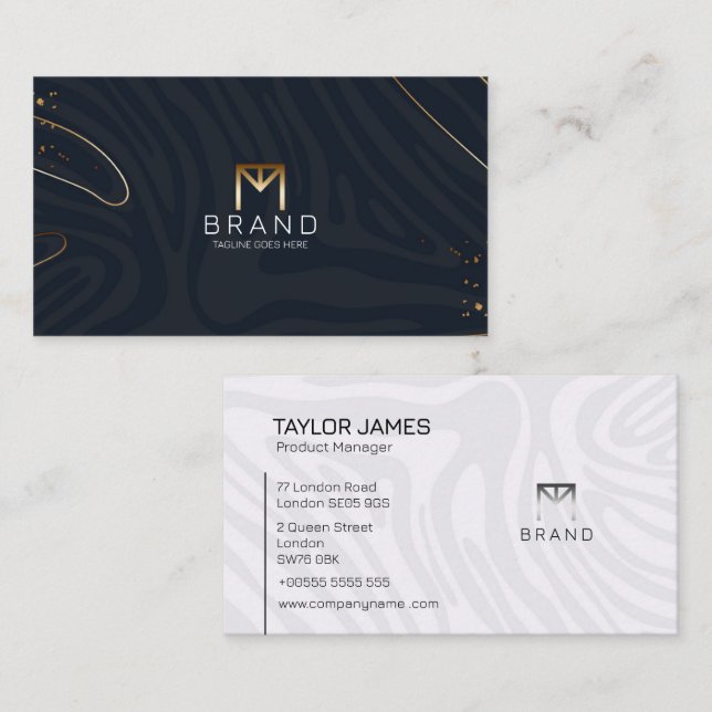 Affärskort för Vågrät med hand plockade Dubbla sid Visitkort (Fram/baksida)