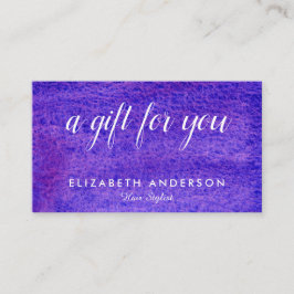 Affärskort för vattenfärgad violett gåva visitkort