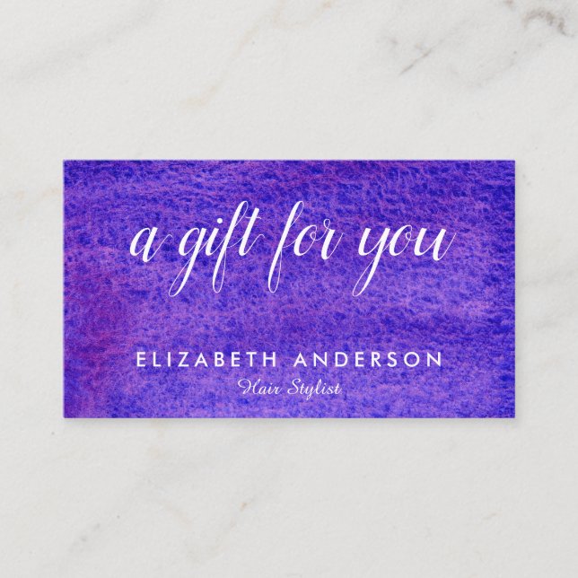 Affärskort för vattenfärgad violett gåva visitkort (Framsida)