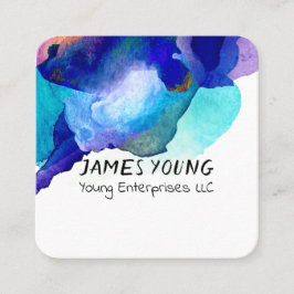 affärskort för vattenfärgsdesign, anpassningsbar fyrkantigt visitkort