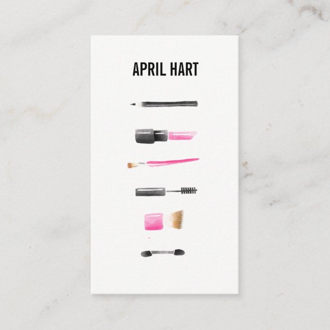 Affärskort för vattenfärgsmakeup-artist visitkort (Framsida)