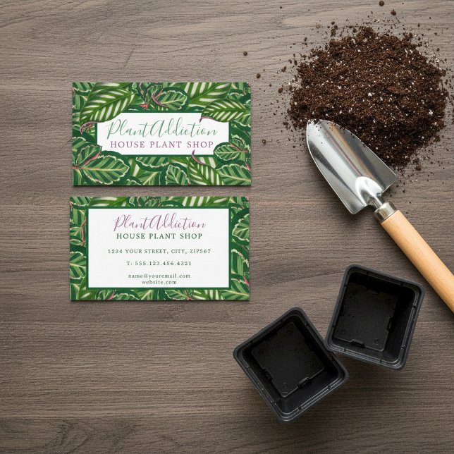 Affärskort för verkstad vid anläggningen i Jungle Visitkort (Jungle house plant shop business card.)