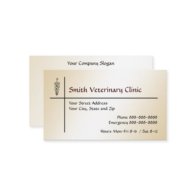 Affärskort för veterinär visitkort (Fram/Back In Situ)