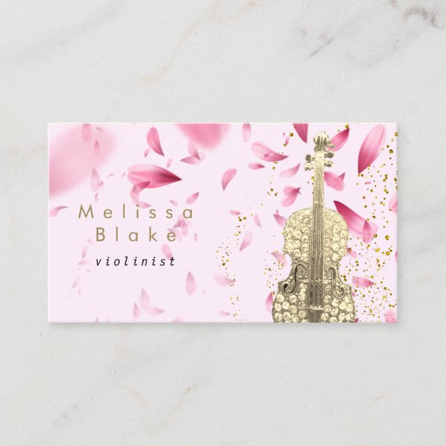 affärskort för violinistisk rosa petals visitkort (Framsida)