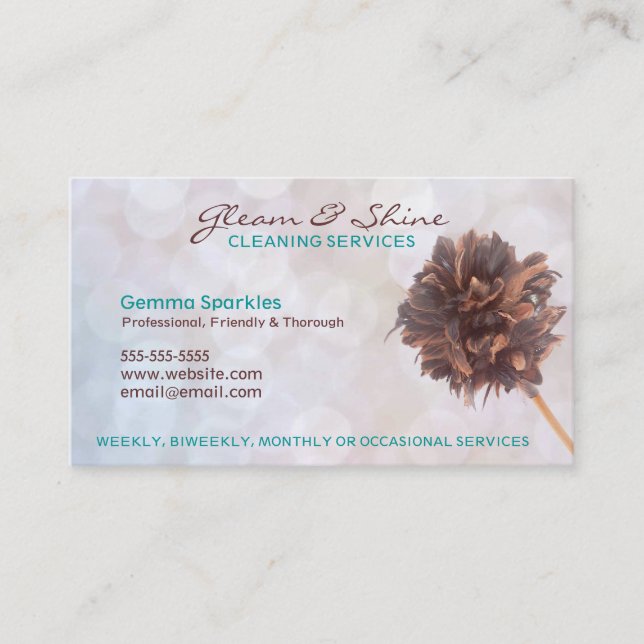 Affärskort för vita Städning tjänster Visitkort (Framsida)