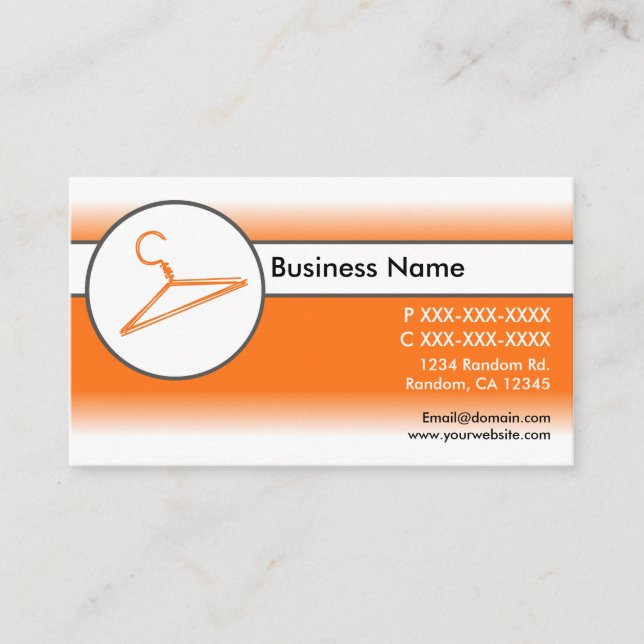 affärskort för vita toningskläder för orange visitkort (Framsida)