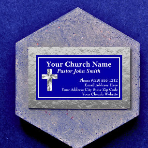 Affärskort från kyrkan Pastor Navy Blue Silver Visitkort