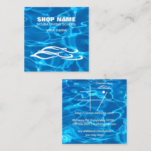 Affärskort Fyrkantigt Visitkort (Fram/baksida)