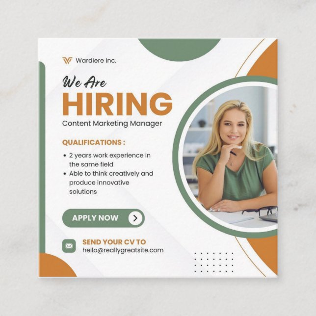 Affärskort Fyrkantigt Visitkort (Framsida)