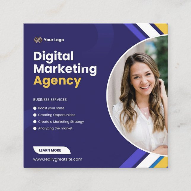 Affärskort Fyrkantigt Visitkort (Framsida)