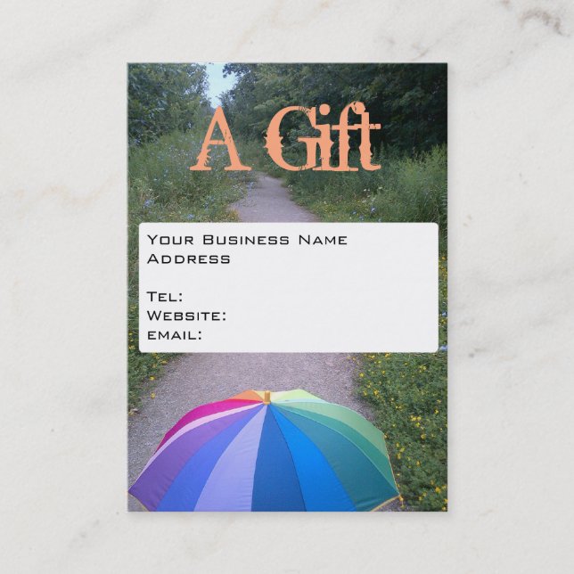 Affärskort Gift-certifikat av RoseWrites Rabattkort (Framsida)