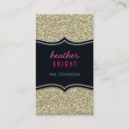 AFFÄRSKORT glitzy glitter Black blek guld rosa Visitkort