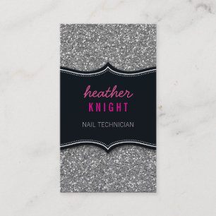 AFFÄRSKORT glitzy glitter Black silver rosa Visitkort