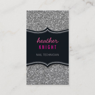 AFFÄRSKORT glitzy glitter Black silver rosa Visitkort