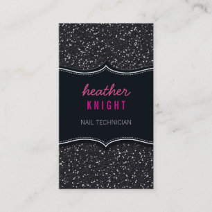 AFFÄRSKORT Glitzy glitter gnistra svart rosa Visitkort