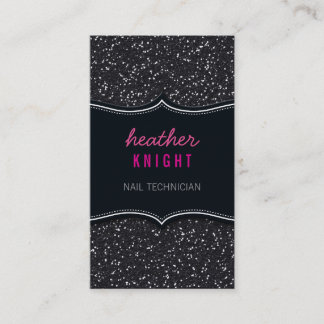 AFFÄRSKORT Glitzy glitter gnistra svart rosa Visitkort