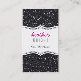 AFFÄRSKORT Glitzy glitter gnistra svart rosa Visitkort