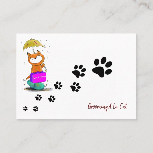 Affärskort, Grooming Cat Tass-Affärskort Visitkort (Framsida)