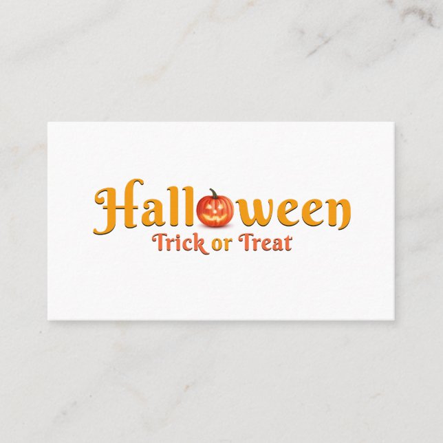 Affärskort happy halloween bus eller godis visitkort (Framsida)