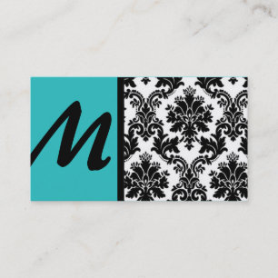 Affärskort i Black Turcos Teal Damask Visitkort