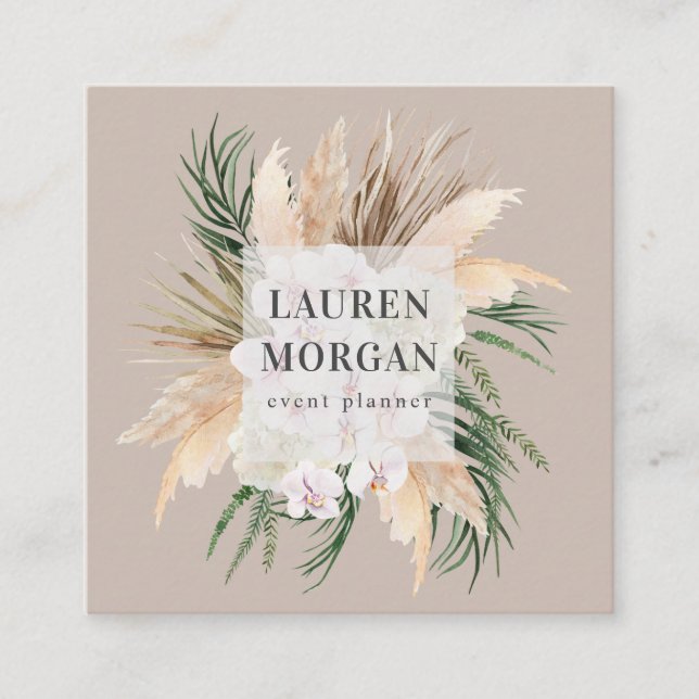 affärskort i blommigt med tropisk elegant fyrkantigt visitkort (Framsida)