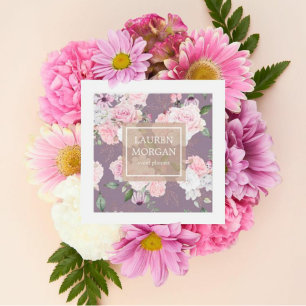 AFFÄRSKORT i BLOMMIGTEN RO ELEGANT Fyrkantigt Visitkort