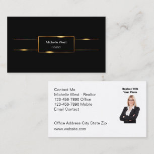 Affärskort i Classy Glossy Realtor Porträtt Visitkort