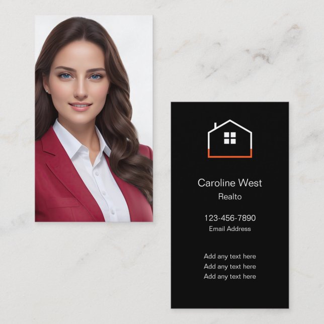 Affärskort i Luxury Realtor Porträtt Silke Stil Visitkort (Fram/baksida)