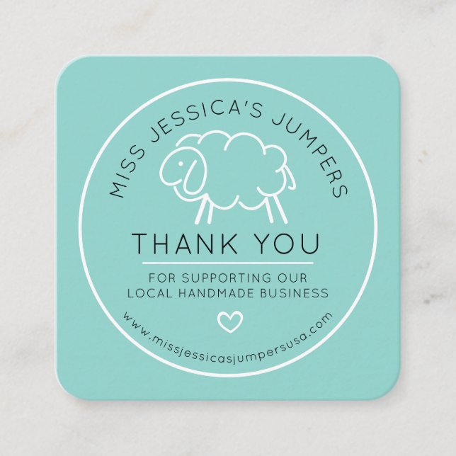 Affärskort Idealiskt för hemgjorda stickade artikl Fyrkantigt Visitkort (Framsida)