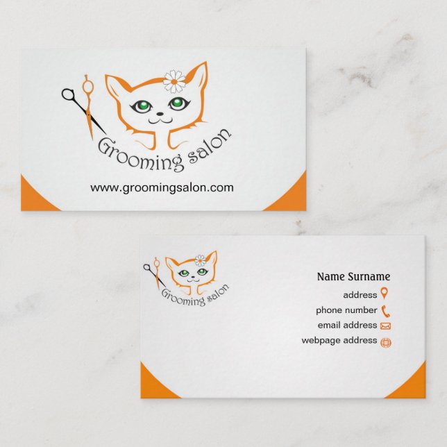 affärskort Katt- och hundsalong Visitkort (Fram/baksida)
