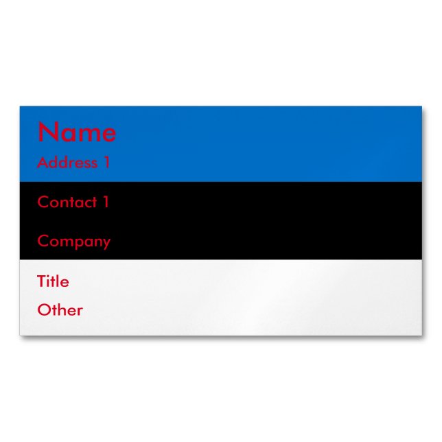 Affärskort Magnet med Estlands Flagga (Framsida)