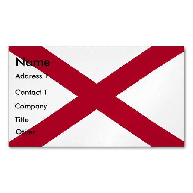 Affärskort Magnet med Flagga Alabama (Framsida)