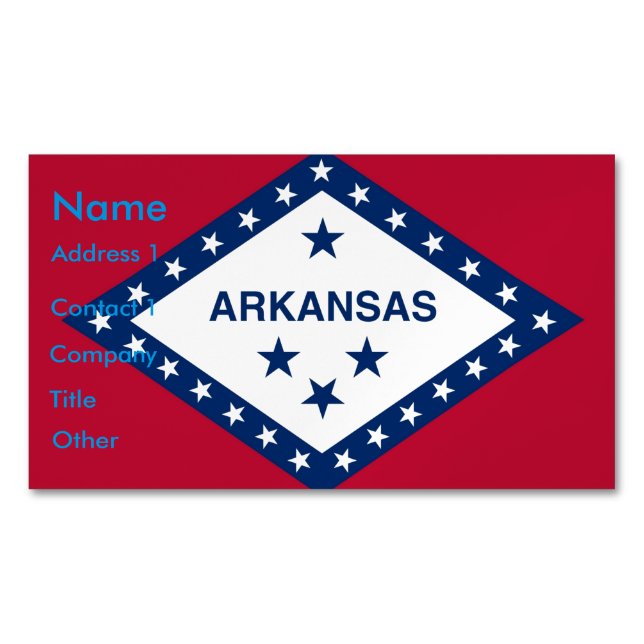 Affärskort Magnet med Flagga av Arkansas (Framsida)