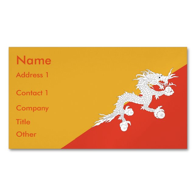 Affärskort Magnet med Flagga av Bhutan (Framsida)