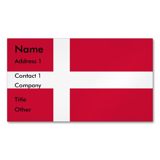 Affärskort Magnet med Flagga av Danmark (Framsida)