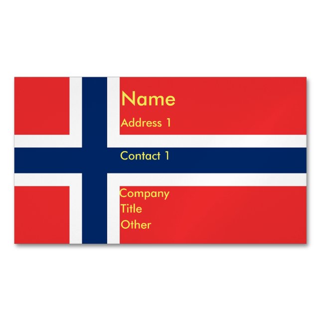 Affärskort Magnet med Flagga av Norge (Framsida)